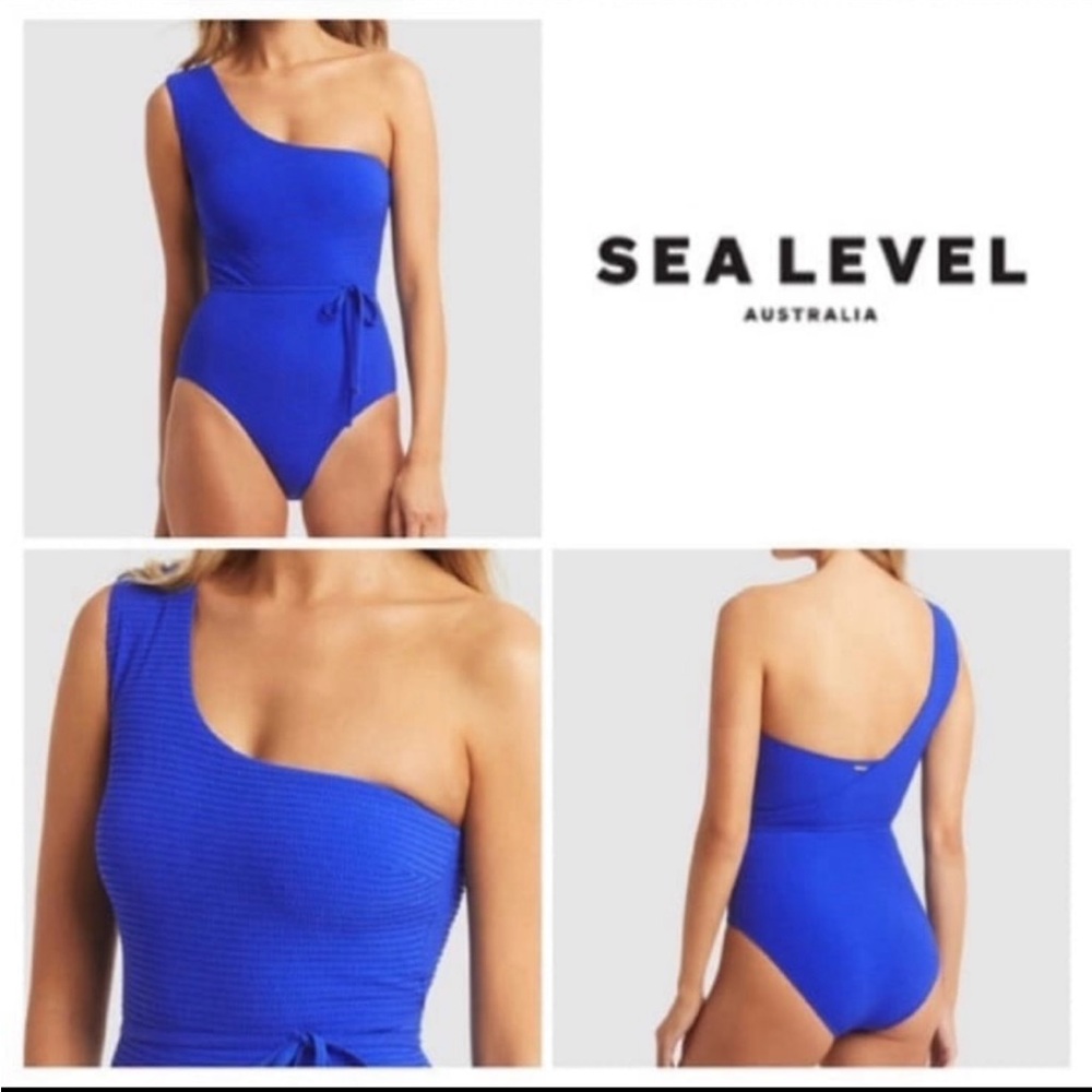 Women's One Shoulder Blue One Piece Swimsuit